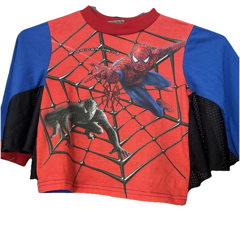 Vintage 2007 Spiderman 3 Webbed Arms Long Sleeve Shirt Flame Resistant Size 5T